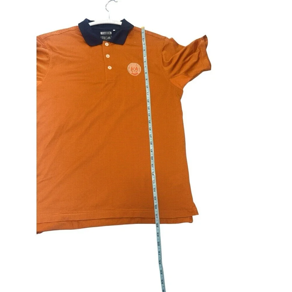 Adidas ClimaCool Polo Shirt Men’s M Orange Striped Royal Dornoch Golf Club
